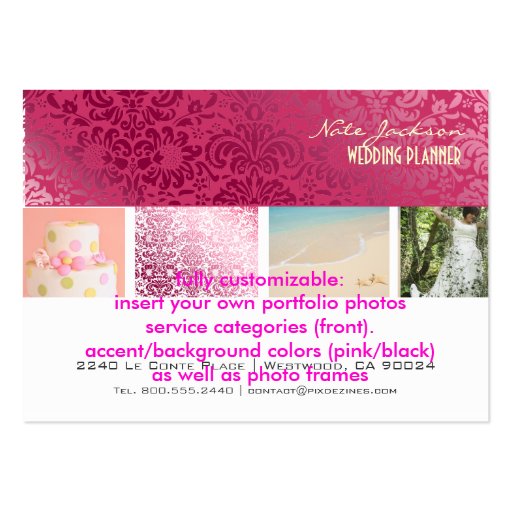 Wedding Planners Portfolio template/DIY color Business Cards (back side)