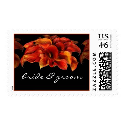 Wedding Postage, orange calla lillies