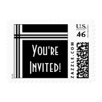Wedding Postage Stamp - Black and White Stripe