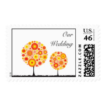 Wedding Postage Stamp - Flower Wishing Tree Orange
