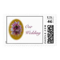 Wedding Postage Stamp - Striped Daisy Gerbra pink