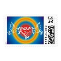 Wedding postage with doves postage