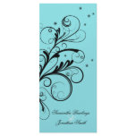 Wedding Program Aqua Blue Floral Elegant Swirl Rack Card
