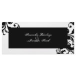 Wedding Program - Black and White Shimmer Floral Full Color Rack Card