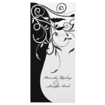Wedding Program - Black White Contrasting Floral Rack Cards