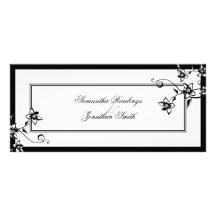 Wedding Program - Black & White Delicate Floral Customized Rack Card
