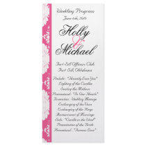wedding,program,black,white,pink,classy,chic rack card
