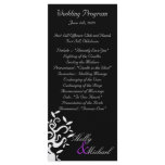 wedding program black white purple chic classy personalized rack card