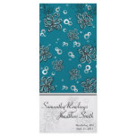 Wedding Program Blue Black &amp; White Floral Swirl Custom Rack Cards