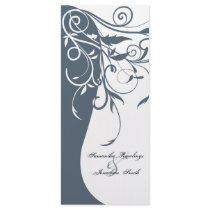 Wedding Program - Blue White Contrasting Floral Rack Card