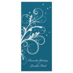 Wedding Program - Blue White Floral Elegant Swirl Custom Rack Card