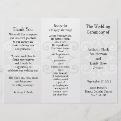 Wedding Ceremony Text on Wedding Program Brochure Grey Curl Personalized Invite From Zazzle Com