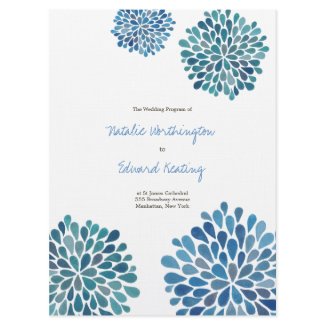 Wedding Program Cerulean Blue Flower Blooms Personalized Invitation