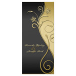 Wedding Program - Classy Black &amp; Gold Floral Customized Rack Card