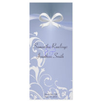 Wedding Program - Classy Blue Satin Ribbon Custom Rack Cards
