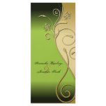 Wedding Program - Classy Green & Gold Floral Swirl rack cards