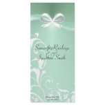 Wedding Program - Classy Green Satin Ribbon Rack Card