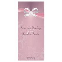 Wedding Program - Classy Pink Satin Floral  Ribbon Rack Card Design