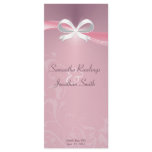 Wedding Program - Classy Pink Satin Floral  Ribbon Rack Card Design