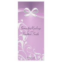 Wedding Program - Classy Purple Satin Ribbon Rack Card