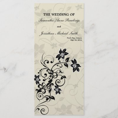  Wedding Programs on Wedding Program   Elegant Black And White Floral Custom Rack Card From