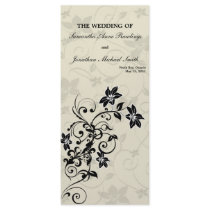Wedding Program - Elegant Black and White Floral Custom Rack Card