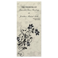 Wedding Program - Elegant Black and White Floral rackcard