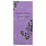 Wedding Program - Elegant Black &amp; Purple Floral Rack Card Template
