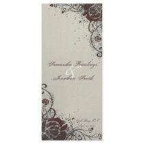 Wedding Program - Elegant Ivory Red Shattered Rose Custom Rack Card