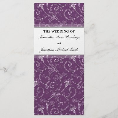 Wedding Program Elegant Purple Victorian Floral Custom Rack Cards by 