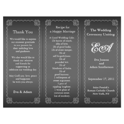 Wedding Program Folder Classic Silver Gray Flyer Design