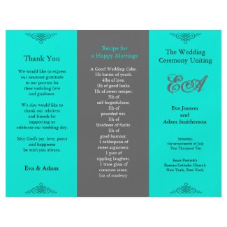 Wedding Program Folder Classic Teal Grey flyer