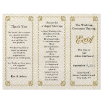Wedding Program Folder Pattern Gold White Flyers
