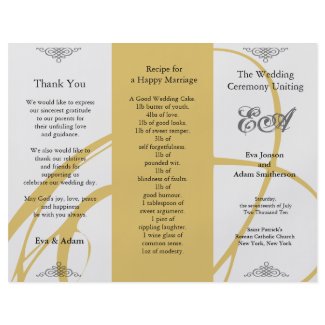 Wedding Program Folder Twirl Amber Grey flyer