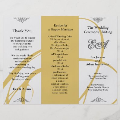 Wedding Program Folder Twirl Amber Grey Custom Flyer