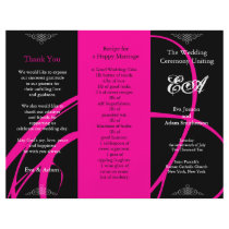 Wedding Program Folder Twirl Pink Black Flyer Design
