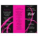Wedding Program Folder Twirl Pink Black Flyer Design