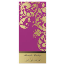 Wedding Program - Fuchsia Pink Gold Shimmer Floral Rack Card