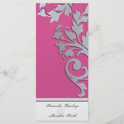 Site Blogspot  Personalized Place Cards  Weddings on Wedding Program Fuchsia Pink Silver Sparkle Custom Rack Card By