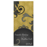 Wedding Program - Gold Black &amp; White Floral Damask Rack Card Template