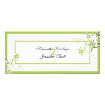 Wedding Program - Green & White Delicate Floral Rack Card Template