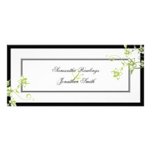 Wedding Program - Green & White Delicate Floral Customized Rack Card