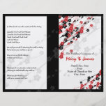 Wedding Program  Japanese Flowers Red flyers