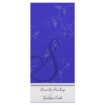 Wedding Program - Monogram Royal Blue Floral Personalized Rack Card