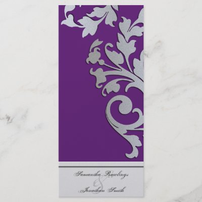 Wedding Program Purple Silver Sparkle Swirl Rack Card by OLPamPam