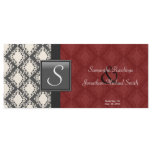 Wedding Program - Red Black White Damask Monogram rack cards