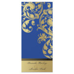 Wedding Program - Royal Blue &amp; Gold Shimmer Floral Customized Rack Card