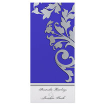 Wedding Program - Royal Blue Silver Sparkle Swirl Full Color Rack Card