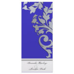 Wedding Program - Royal Blue Silver Sparkle Swirl Full Color Rack Card