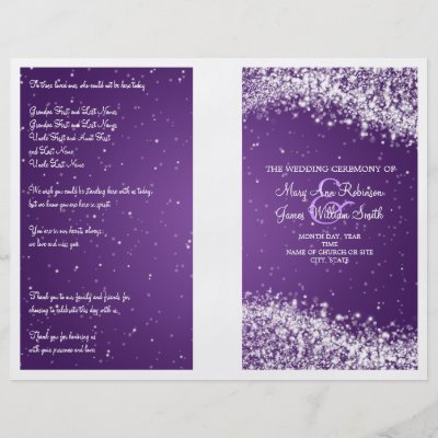 Wedding Program Sparkling Wave Purple Custom Flyer